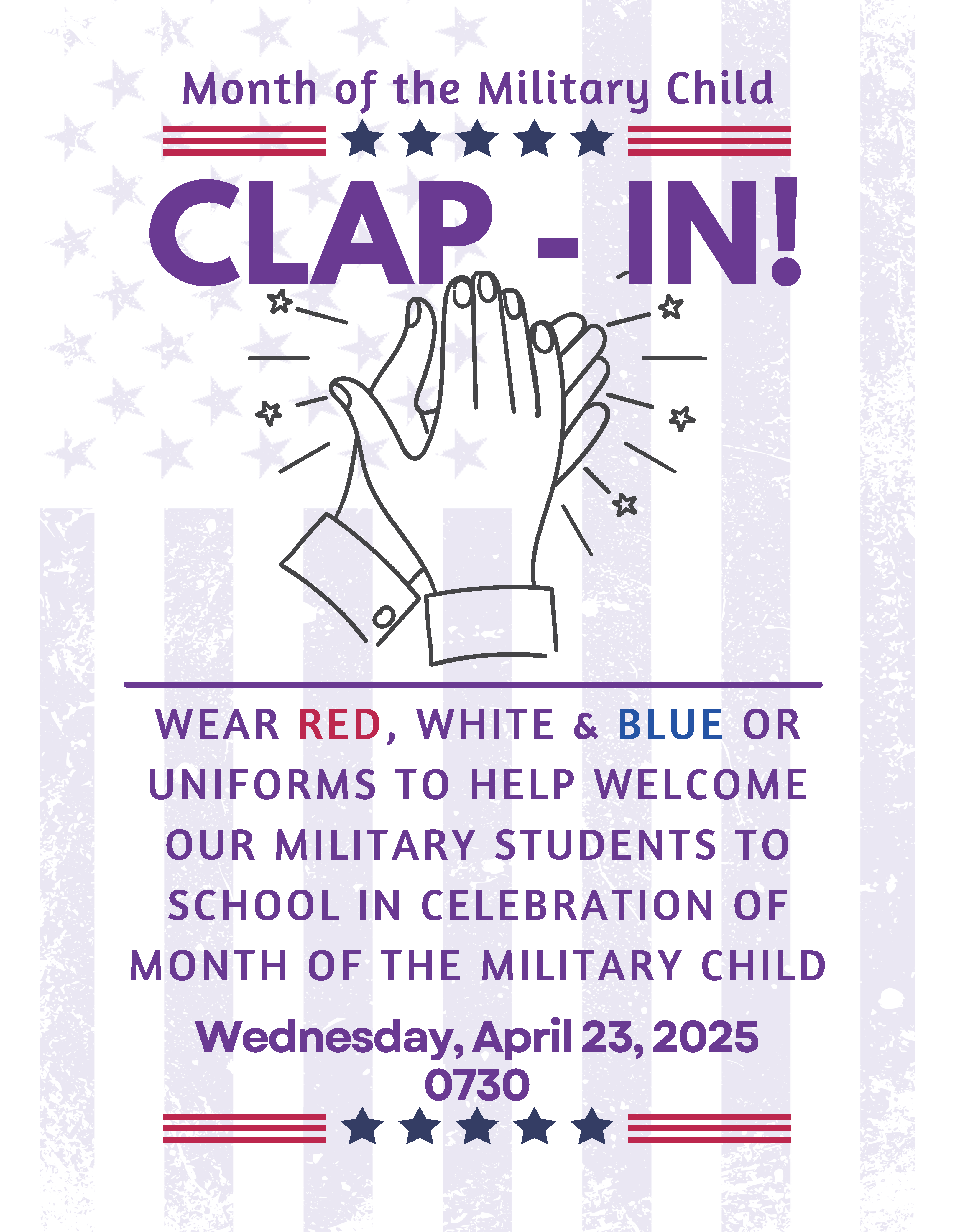 clap in April 23 arrive 0730